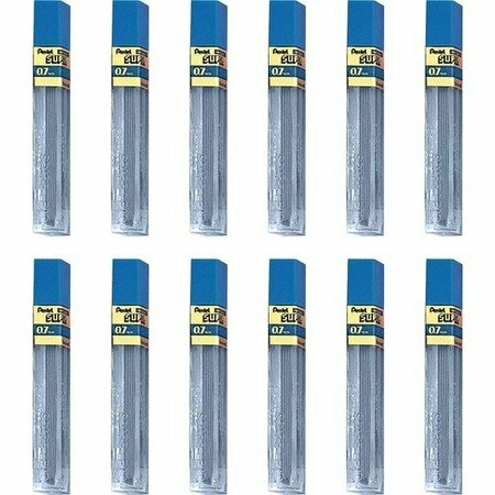 PENTEL Hi-Polymer Lead, 0.7 mm, Medium, 2H, 14 Black, 12PK PEN502HBX